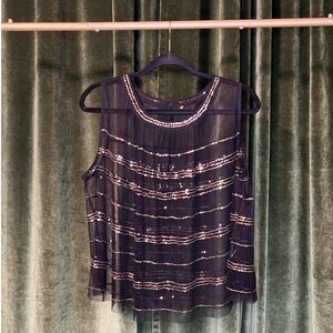 Black & gold mesh sequin top with back closure